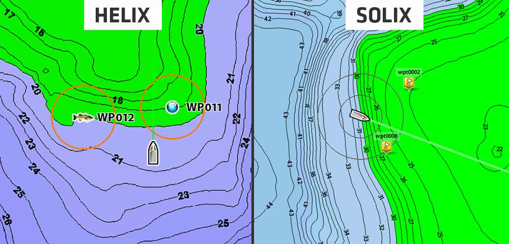 casting rings on helix and solix fish finders