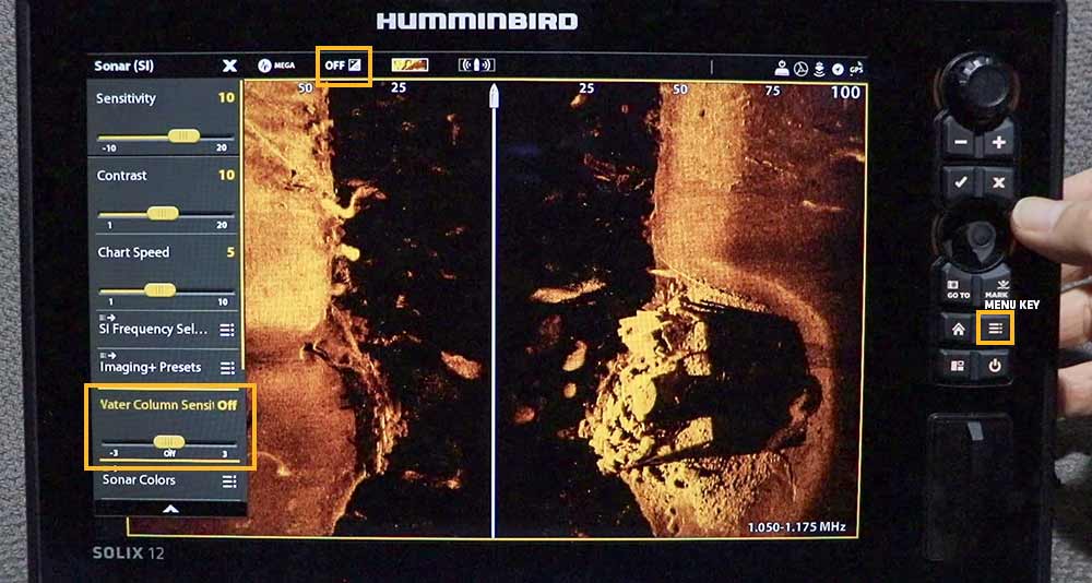 humminbird solix water column sensitivity