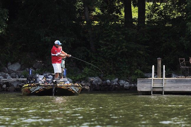 Angler fishing for spring bass