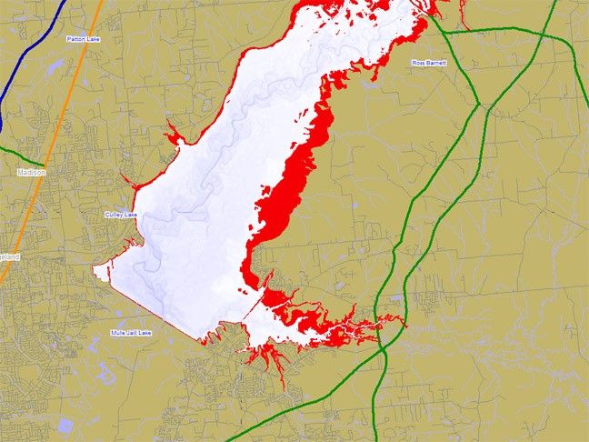 Ross Barnett Reservoir lake map