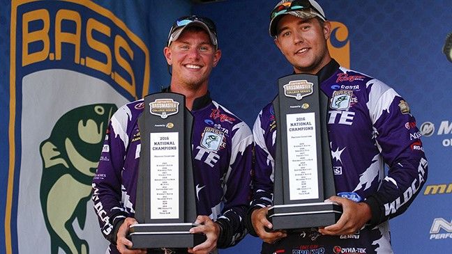 Winners of the Bassmaster College Final on Kentucky’s Green River Lake  