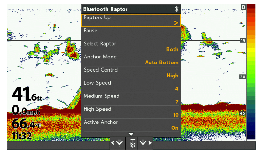 Raptor menu on HELIX