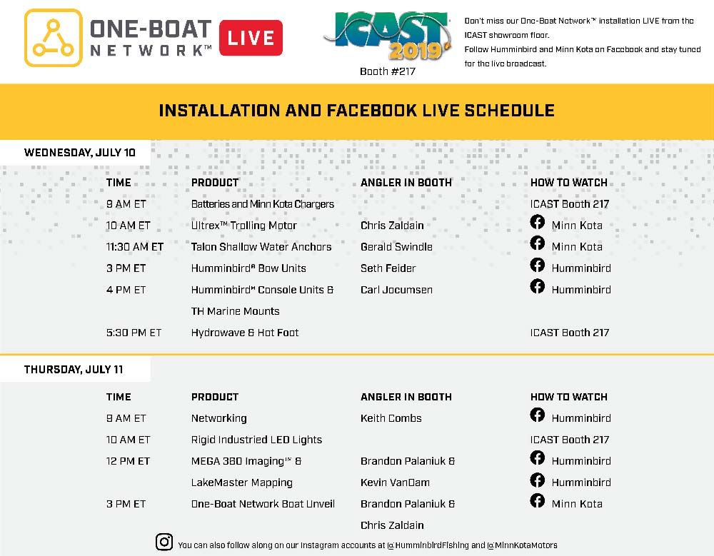 one boat network live event schedule icast 2019