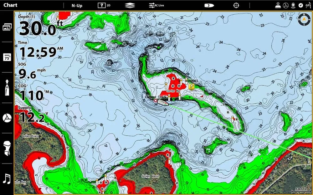 detailed 1ft contours on lakemaster map