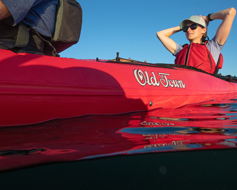 Relaxing in the Old Town Looksha T touring kayak
