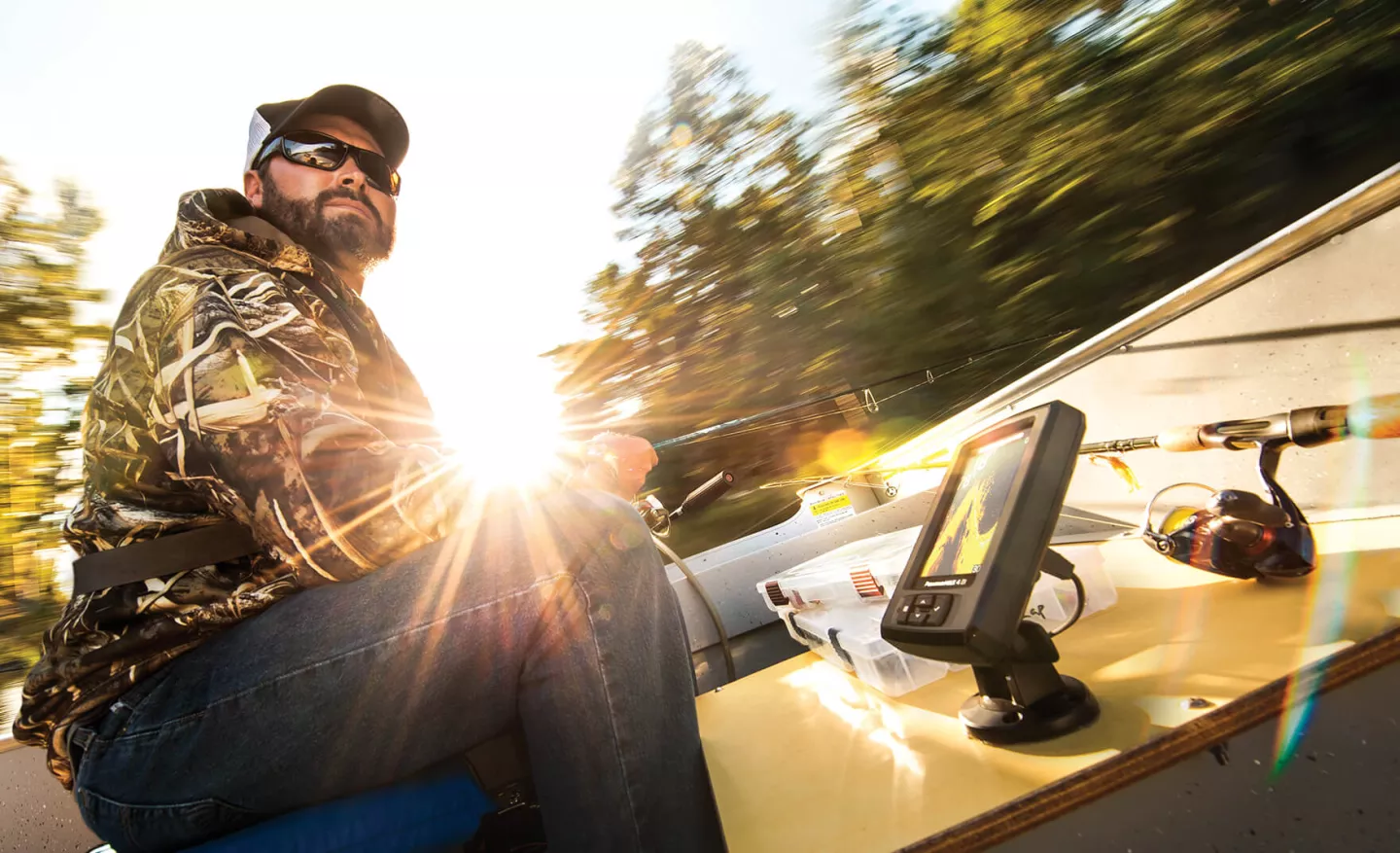 pmax fish finder mounted on jon boat lifestyle image