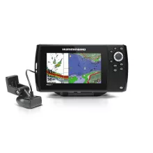 ICE HELIX 7 CHIRP GPS G2 hero view with transducer and float