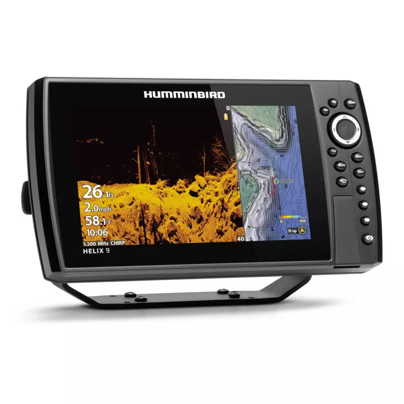 HELIX 9 CHIRP MEGA Side imaging GPS G3N right angled view with Down Imaging